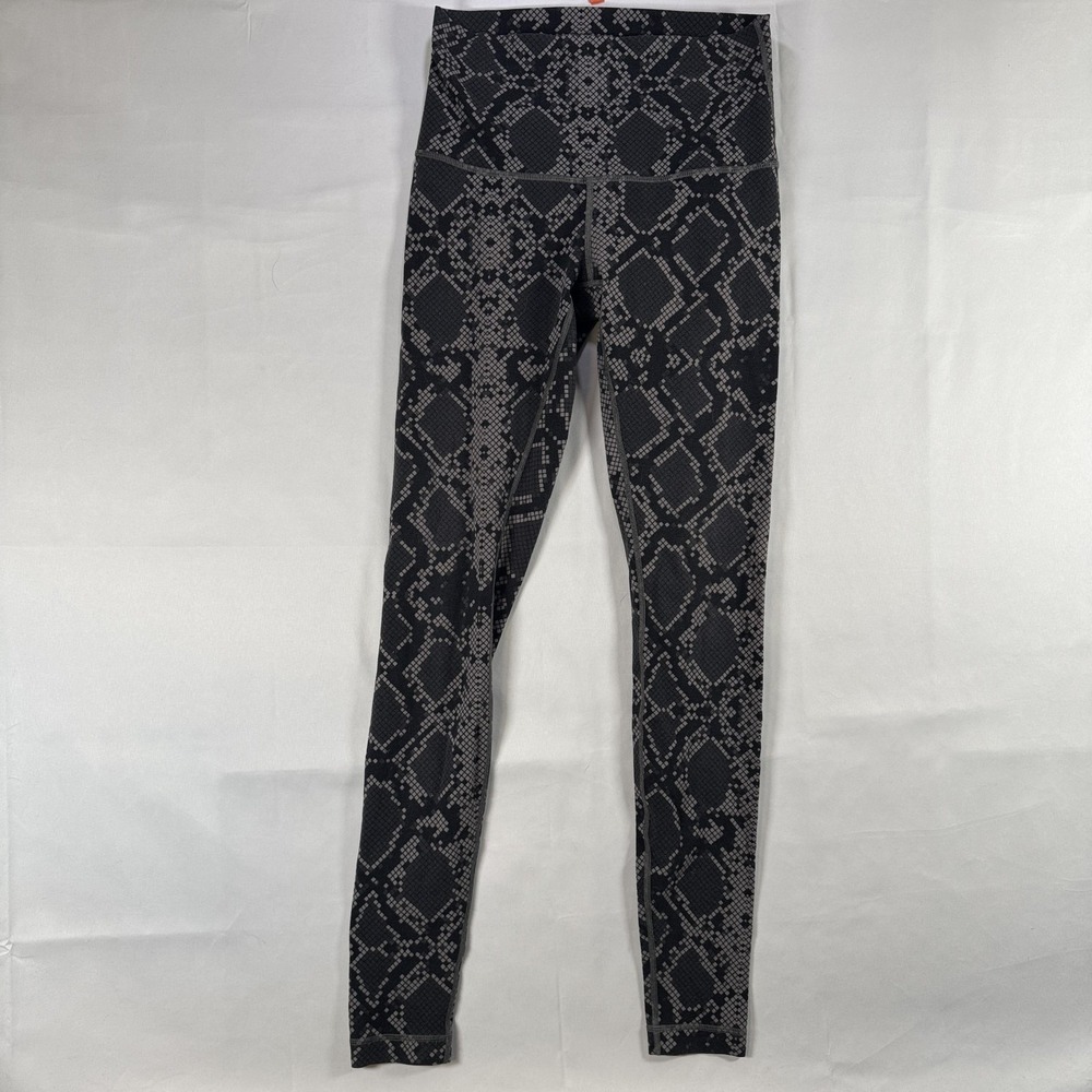 Lululemon Leggings Womens 8 Black Snake Print High Rise Ankle Yoga Gym Pants